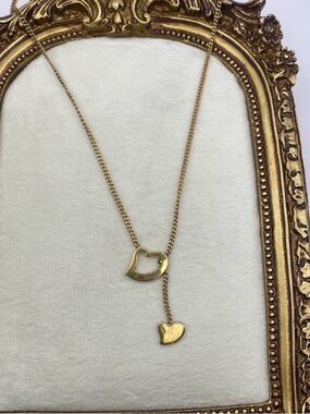 Avon Gold Open Heart Lariat Necklace